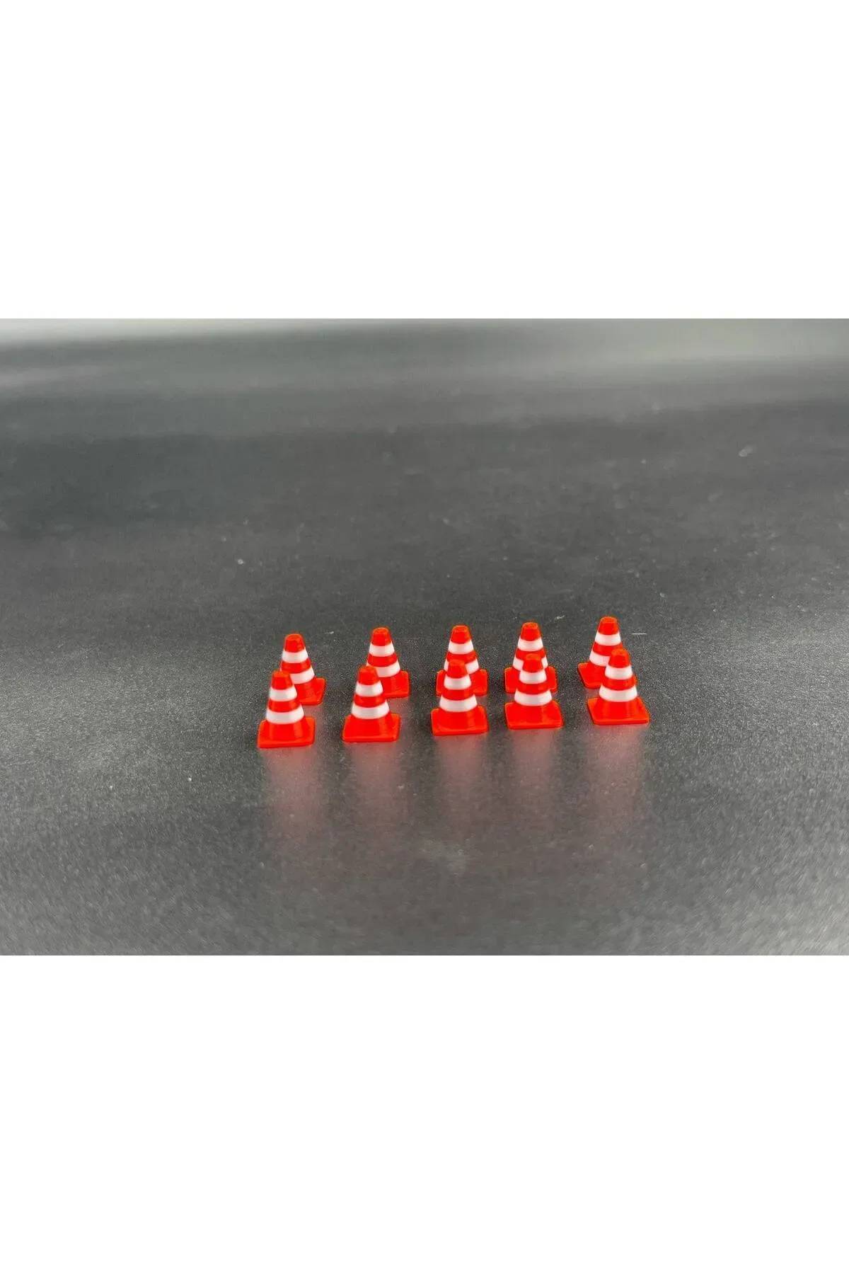 1:64 Ölçek Garaj Aksesuarı Dubalar - Turuncu & Beyaz (10 Adet)