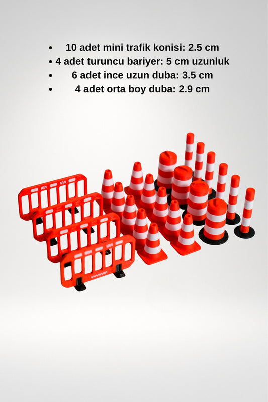Mini Oyuncak Trafik Dubası Seti Turuncu - 24 Parça