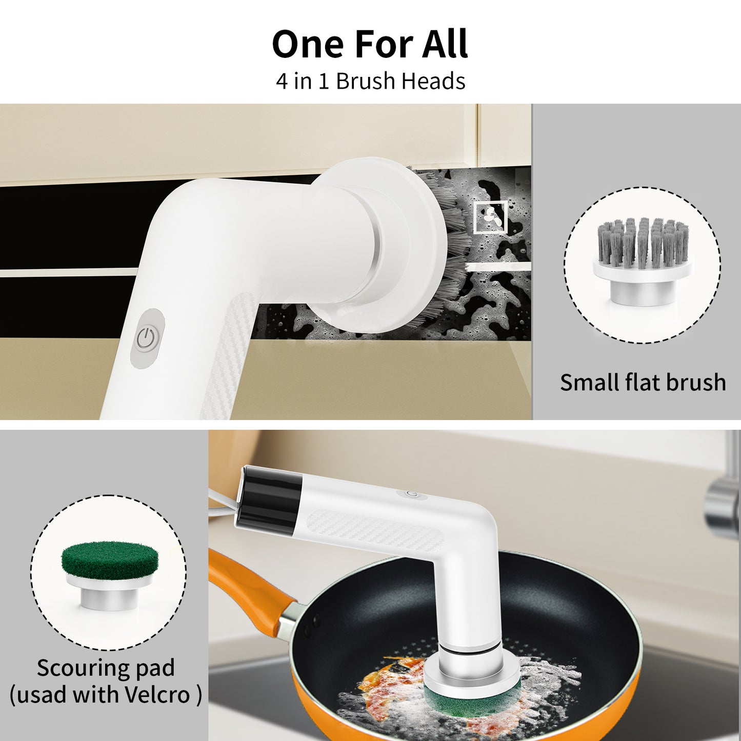 Electric Cleaning Brush with Smart Soap Dispensing System & 6 Cleaning Heads
