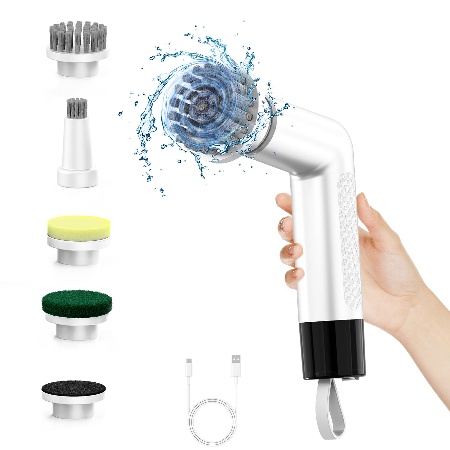 Electric Cleaning Brush with Smart Soap Dispensing System & 6 Cleaning Heads